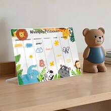 1set Cartoon Animal Pattern Planner, Acrylic Decoration Memo Board, With Multi-Color Pen Eraseable, Weekly Planner, Suitable For Office, Home Kitchen, Convenient For Note Taking - Multicolor - View 8