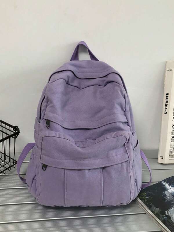 Zaino in tela versatile e alla moda per donne, zaino casual, stile college per il ritorno a scuola, grande capacità antifurto, borsa da viaggio con tasche multiple, borsa grande