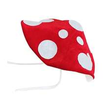 Stand Out In Style With Our Plush Polka Dot Mushroom Beret Party Hats - Red And Purple Options Available - 紅色 - 查看 6