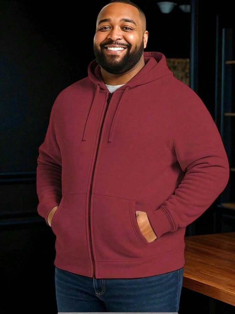 SUDADERA TALLAS GRANDES CASUAL COMODA CON CIERRE Y  GORRO PARA USO DIARIO  (2067) HOT TRENDING - Burdeos - Añade 1