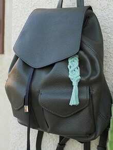 1 pieza Llavero de ganchillo de unicolor hecho a mano, manualidades DIY, llavero con borla trenzada, accesorio de estilo bohemio para bolso, ideas de regalo para el Día del Maestro, Navidad, accesorios para bolsos y coches, para amigos y hermanas - Multicolor - Ver 2