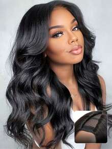 V Part Body Wave Human Hair Wigs For Women Upgrade U Part Human Hair Wig Put On And Go Brazilian Virgin 200 Density Glueless Wigs Human Hair No Leave Out Clip In No Glue Natural Color 40inch - Natural Black - 查看 6