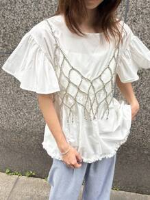 DEKUNER Handmade Beaded Camisole, Cardigan, Hollow Out Vest, Sweet & Cute Style, Versatile, Fashionable Outerwear, Slimming, Suitable For Women's Daily Commute Outfit - Bright Silver - View 2