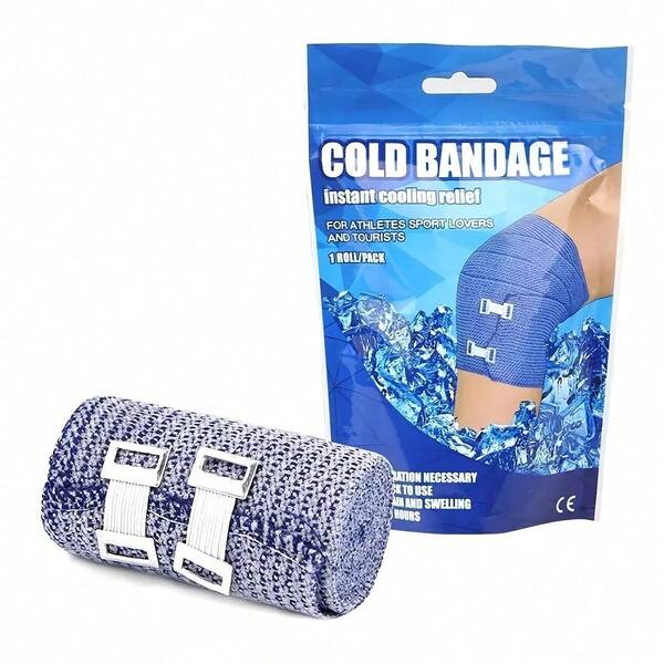 1PC Ice Bandage For Instant Cooling, Instant Cold Packs For Rapid 5-Minute Cooling No Pre-Cooling Needed, Athletic Tape Compression & Support With Pre Wrap Design, Ice Wrap For Sports Injuries Emergency Treatment And Home First Aid, Sports Medicine Accessories, Essential First Aid Gifts For Emergencies