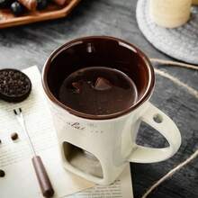 1pc    Hot Drink Insulated Creative Cup | The Bottom Of The Cup Can Be Heated With A Candle And Equipped With A Special Fork Spoon. When Drinking Hot Tea Or Coffee, It Can Keep Warm And Practical - trắng - Xem 3