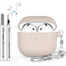 For AirPods 4 Case Cover 2024 With Cleaner Kit, Soft Silicone Protective Case Compatible With Apple AirPods 4th Generation Case For Women Men,AirPod 4 Case Accessories With Keychain