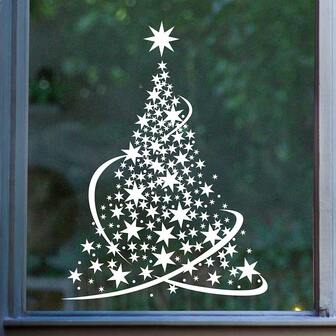 40x54cm Luxury Christmas Tree Shaped Wall Sticker, Decoration For Living Room, Bedroom, Window