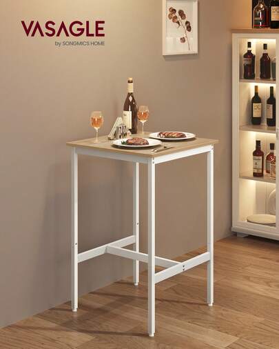 VASAGLE Bar Table, Small Kitchen Dining Table, High Top Pub Table, Bar Height Cocktail Table For Living Room Party, Sturdy Metal, 23.6 X 23.6 X 35.4 Inches For Narrow Spaces