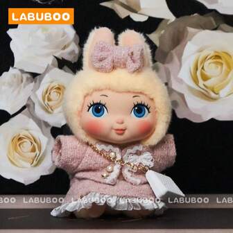 (Only Clothes) 17cm Doll Clothes Set Compatible With Labubu, Cute 6.7 Inch Doll Clothes For Dress Up Unique Style – Elegant Tweed Outfit With Bow Hair Clip Top Skirt And Crossbody Bag (No Doll)
