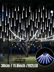 30/45cm Luz de lluvia de meteoritos solar con 8 tubos, IP65 resistente al agua, adecuada para calles, árboles, jardines, patios, fiestas de Año Nuevo, reuniones, bodas, decoraciones de Navidad y Halloween, luces de patio exterior (blanco cálido/blanco/color/azul)