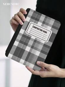 xercxerc Checkered Pattern With Composition Book Text Label PU Cover TPU Soft Back 3-Fold Stand Pencil Slot Shockproof Anti-Scratch Auto Wake/Sleep For IPad Pro 12.9/11/10.9 (2025/2024) IPad Air 11-Inch /10.9/10.5 IPad Mini 8.3 Galaxy Tab S10+/S9+/S9/S8+/S8/S7 FE /A9/A8/A7+ Cases IPad Air 11inch Case Fall IPad Case Back To School IPad Case - 彩色 - 查看 1