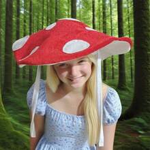 Stand Out In Style With Our Plush Polka Dot Mushroom Beret Party Hats - Red And Purple Options Available - 紅色 - 查看 5