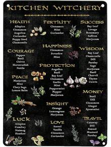 Ainbash Witch Decor For Altar & Kitchen - Wall Art Magick Wiccan Print - Halloween Witch Gift - Pagan Gifts - Faux Gold Silver Chalkboard Art Tin Sign - Vintage 8x12 Inch - 1 - 查看 8