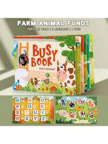 蒙特梭利婴儿忙碌书，我的第一本安静书，粘贴式早教玩具，儿童玩具，婴儿配对游戏 - 彩色 - 查看 11