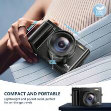 SONGDIAN 数码相机 4K 30fps 超高清 48MP 摄影相机，配备 32GB TF 卡、850mAh 可充电电池、16 倍光学变焦、3 英寸 TFT 180° 可旋转翻转屏幕、即时 Vlog 相机，适用于视频博客、初学者友好型便携式设计礼物 - Camera + Filter - 查看 4