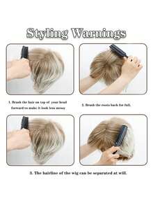 Peruca elegante, cabelo curto estilo fada, penteado dourado degradê para estudantes, bobo tingido no topo, com capa de fibra sintética por dentro, densidade 150%, fibra sintética, para perucas femininas