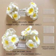 1pc Plumeria String Lights, Suitable For Wedding, Party, Holiday, Gift, Home Decor, Bedroom Decor, Room Decor, Party Decor, Wall Decor, Birthday Decor, Garden Decor, Festival Decor