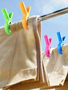 沙滩巾夹、塑料衣夹、防风沙滩巾夹、衣架夹、衣钉、强力弹簧夹、沙滩椅毛巾夹、袜子衣夹、大号塑料衣夹、塑料衣夹，用于固定毛巾、毯子、被子、晾衣绳上的衣服、日光浴床椅、泳池椅、巡航用重型衣服夹，多种颜色，颜色随机，适合家庭和旅行使用 - 彩色 - 查看 3