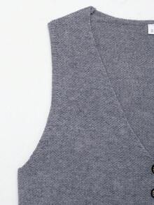 YROOE Fashion Women's Casual Niche Asymmetrical Design Knitted Vest Sweater Vest - Grey - View 5