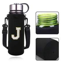 1pc 550-1500ML Sports Water Bottle Case Insulated Bag Crossbody Cup Protector Sleeve With Strap Adjustable Carrier For Mug Bottle Holder Water Bottle Holder Pouch With Letters A-Z