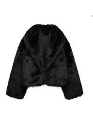 DEEKA Autumn/Winter New Thickened Faux Fox Fur Collar Fashionable Short Coat, Synthetic Fur Effect, Youthful Vibe