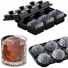 6Grid Diamond Shaped Ice Mold Reusable Ice Maker IceCream Tools Ice Ball Mold Round Square Silicone Ice Cube Mold Kitchen Tools - Black - View 8
