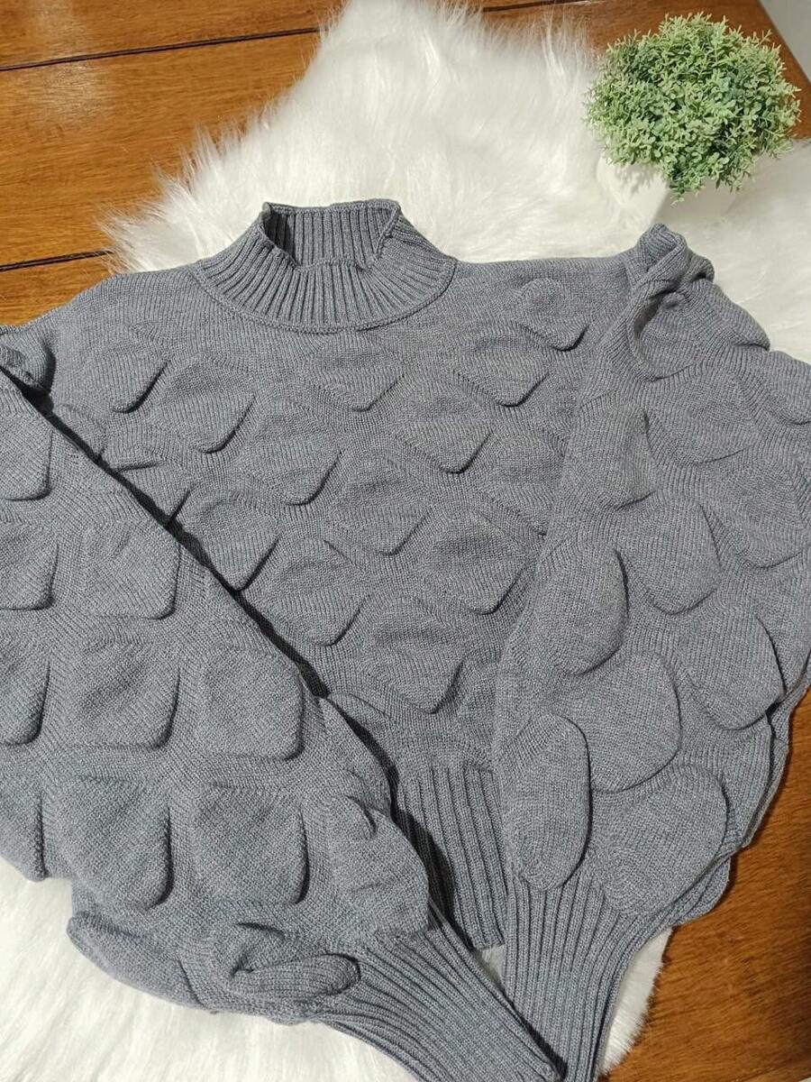 Women's Cropped Blouse Fashion Premium Knitwear Everyday Winter Uzze Tricot - 灰色 - 查看 1