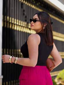 3 Piece Kit Basic Ribbed Cropped Tank Top New - 黃色 - 查看 5