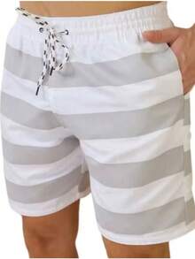 Men's Bemuda Tactel With Reinforced Stitching In Various Colors Striped - 灰色 - 查看 1