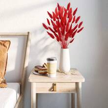 17 Natural Bunny Tails Dried Flowers, 120 Pcs Dried Lagurus Ovatus, Dried Blue Pampas Grass Decor For Farmhouse Flower Arrangements Wedding Home Party Decorations-544931 - Red-50pcs - 查看 6