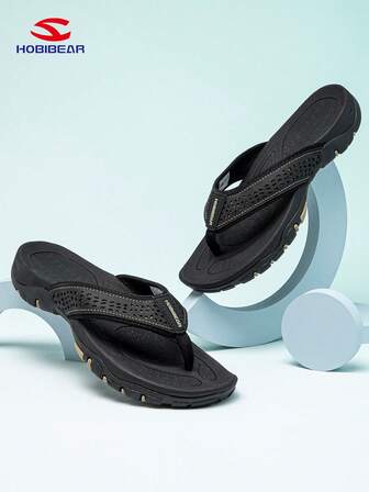 HOBIBEAR 1 Pair Men's Lightweight Casual Breathable Indoor Flip Flops, Outdoor Slippers For Summer