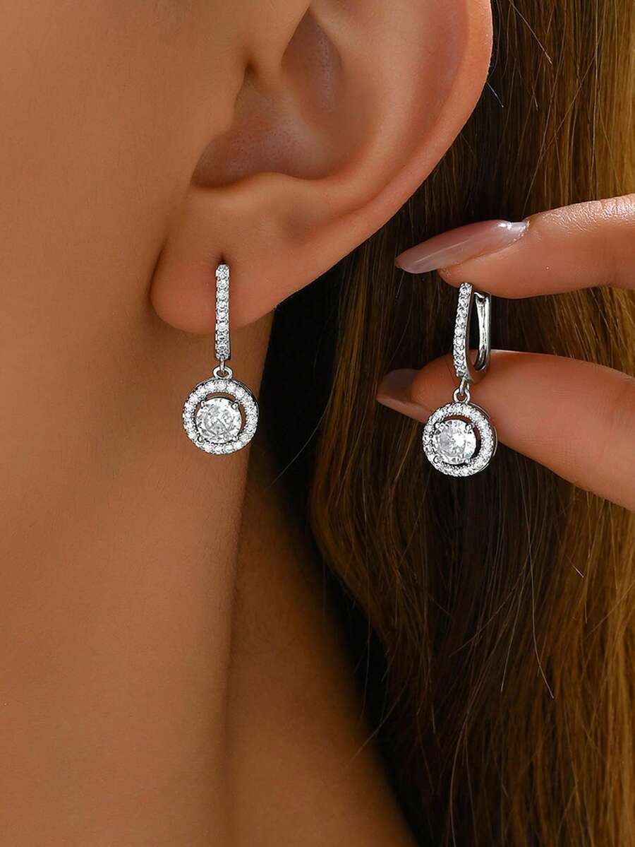 1 Paar zarte Ohrringe mit Zirkonia-Einlage für Frauen, vielseitige Ohrringe im Mori-Stil mit hochwertigem Flair