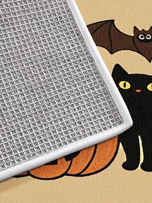 1pc Halloween Themed Doormat, Area Rug, Plush Fabric, Thickened, Cute Cartoon Ghost, Pumpkin, Bat, Cat, Funny, Comfortable Soft Casual, Machine Washable, Suitable For Kitchen, Bathroom, Dining Room, Hallway, Party, Gathering, New Year, All Seasons, Yard, Home, Room, Festival Decor