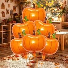1/3/5pcs Small Flower Pumpkin Foil Balloons, Suitable For Thanksgiving Decor, Harvest Festival Party, Pumpkin Theme Party, Halloween, Autumn Thanksgiving Happy Party, Christening, Autumn Birthday, Wedding