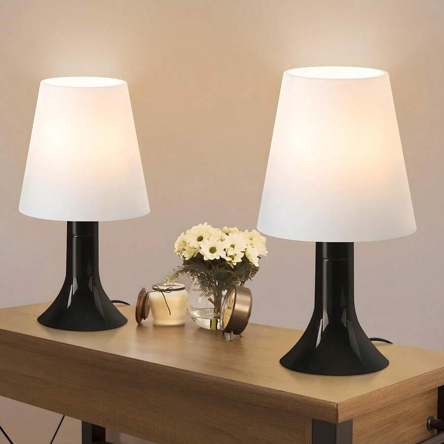 homefire Bedside Lamp Living Room Table Lamp With Cable - Table Lamp Set Of 2 Small Lamps Black E14 Table Lamps Modern Country House Style For Dining Table Bedroom - Without Bulb - 查看 1