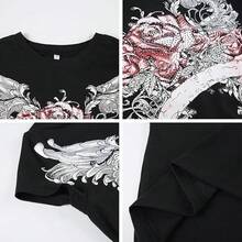 Grunge Shirts Emo Clothes Teen Girls Vintage Graphic Tee Y2k 2000s Goth Top Women Mcbling Short Sleeve StreetwearHalloween Christmas New Year 2026 - Đen Đỏ - Xem 6