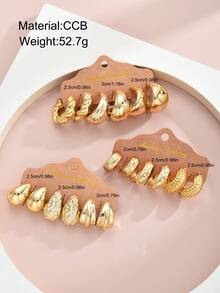 (Paper Card Colors Are Random )36/18/2pcs Geometric Textured Teardrop Golden Fashion Bohemian Style Earrings, Suitable As Gifts For Family And Friends For Holidays