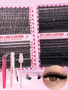 Juego de 800 piezas/576 piezas/488 piezas/200 piezas de pestañas postizas, incluye estilos 40D, 60D, 80D, 100D, 80D esponjosas, 40D naturales. El set contiene adhesivo, pinzas y cepillo para pestañas. Ligeras, impermeables, suaves y cómodas. Fáciles para principiantes. Pueden crear looks naturales a voluminosos para varias ocasiones. Se puede lograr un efecto de pestañas de salón fácilmente en casa. - Negro - Ver 2
