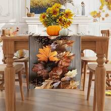 1/25 pièces Série automne, chemin de table en lin imprimé de feuilles d'érable et de pommes de pin, convient pour les fêtes, les dîners d'anniversaire, la décoration de la cuisine et de la salle à manger, les meubles et la décoration textile de la maison. C'est un article de décoration polyvalent convenant à toutes les saisons, parfait pour les décorations de fête et de vacances, ainsi qu'un excellent cadeau pour les parents et les amis.
