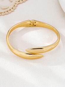 3 件套简约镂空几何粗细精致光滑金手链套装，时尚优雅 - 金黃色 - 查看 13