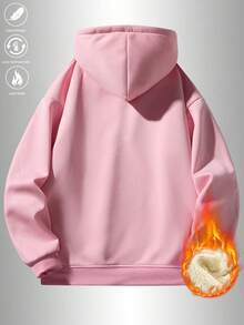 Men's Casual Hooded Half-Zip Fleece Sweatshirt - Pink - View 2