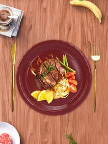 10pcs/20pcs/50pcs Burgundy Paper Plates Wine Red Paper Plates Round Dinner Plates Hot Cold Food Tableware Bulk7 Inch Cake Snack Plates For Daily Use Party Supplies Birthday Camping Picnic Festival Christmas Table Decorations - Brown-red - View 6