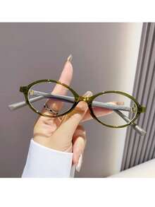2025 Spring New Retro Oval Frame Nerd Glasses Frame, Solid Color Casual TPR (Thermoplastic Rubber) Non-Prescription Glasses - Multicolor - View 7