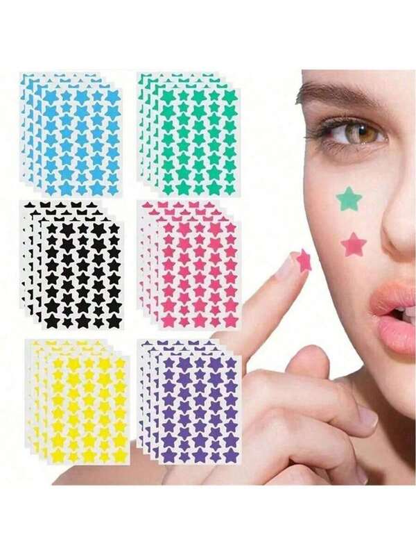 10 Pieces/Pack 400 Star Stickers, Halloween And Christmas Decoration Stickers, Colorful Five-Pointed Star Stickers For Parties, Holiday Photo Decorations, Face Decoration Stickers (Random Colors Shipped), For Decoration Only (Not For Makeup)