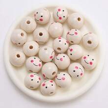 10pcs,50pcs,150pcs Assorted Joyful Face Wooden Beads, 20mm - Ideal For DIY Jewelry, Bracelets, Necklaces & Crafting Decorations, Variety Of Cute Expressions, Decorative Beads|Facial Expression Beads|Durable Wood, Beads For Jewelry Making - Multicolor - View 6