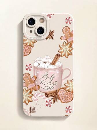 1pc Winter Gingerbread Man Graphic Ivory White Full Body Shockproof Phone Case Compatible With IPhone 15/14/13/12/11 Waterproof Anti-Fall Scratch Resistant