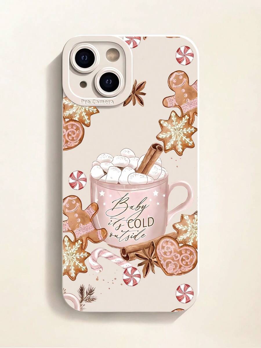 1pc Winter Gingerbread Man Graphic Ivory White Full Body Shockproof Phone Case Compatible With IPhone 15/14/13/12/11 Waterproof Anti-Fall Scratch Resistant