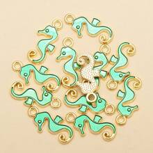 10/20/30pcs Fashion DIY Jewelry Accessories, Enamel Seahorse Pendant, Can Be Used For Earrings, Bracelets, Keychains