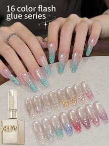 XEIJAYI 钻石闪光美甲 16 色 15ml 凝胶指甲油浸泡 UV LED 指甲油沙龙女性美甲工具时尚迷人指甲奢华指甲设计 - 彩色 - 查看 6