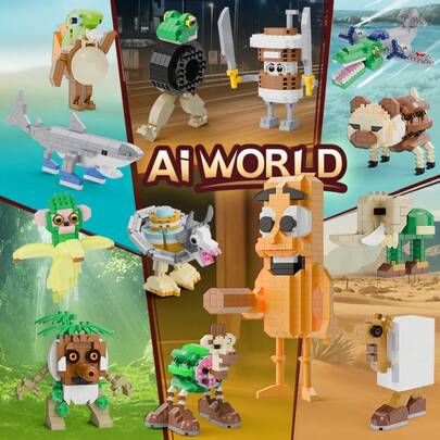 山海经童子山套装积木玩具，豪华儿童游戏模型，适合男孩女孩益智科普DIY，动漫游戏，可爱卡哇伊积木玩具，积木爱好者的桌面摆件，开学用品，适合圣诞节，万圣节，生日礼物，适合男孩女孩的动漫人物玩具